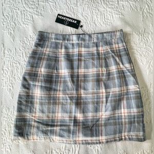 NWT ASOS Heartbreak Gray Plaid Mini Skirt School Uniform Tartan Juniors Size M